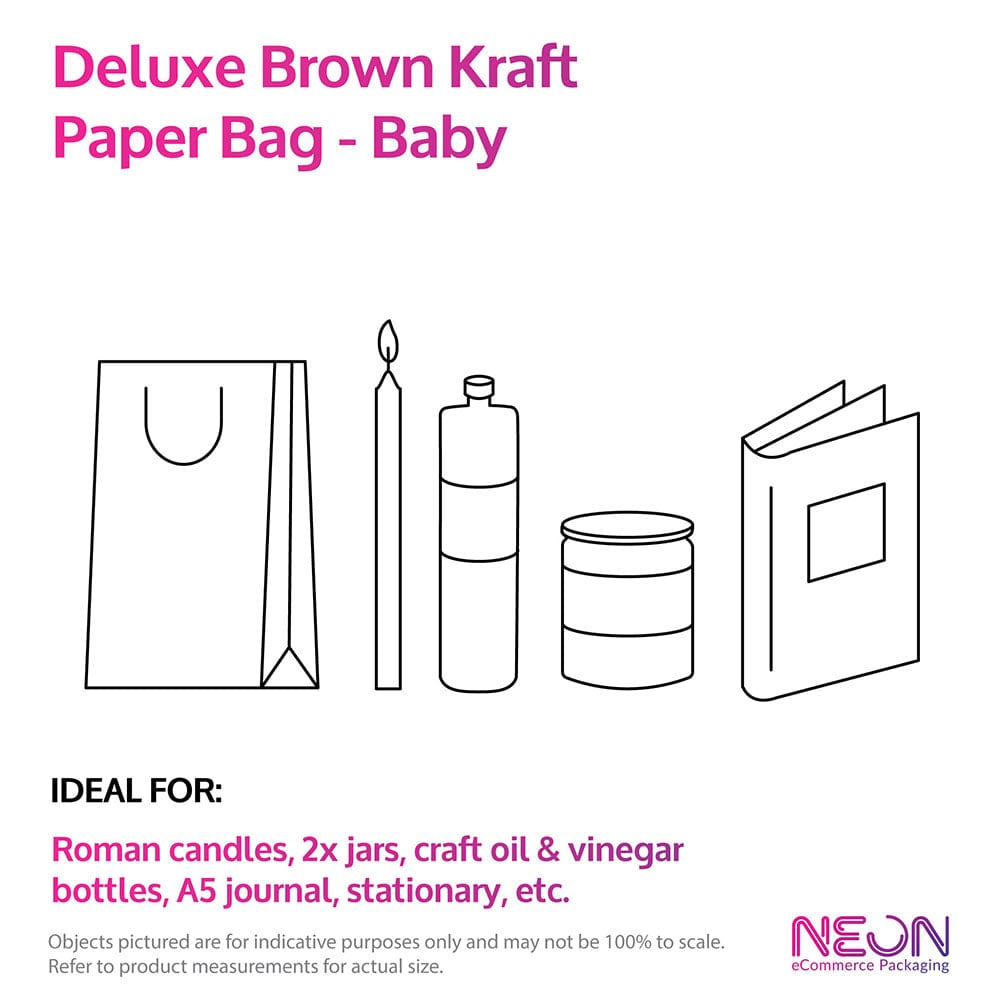 Deluxe Brown Kraft Paper Bag - Baby Portrait with ideal items to put inside