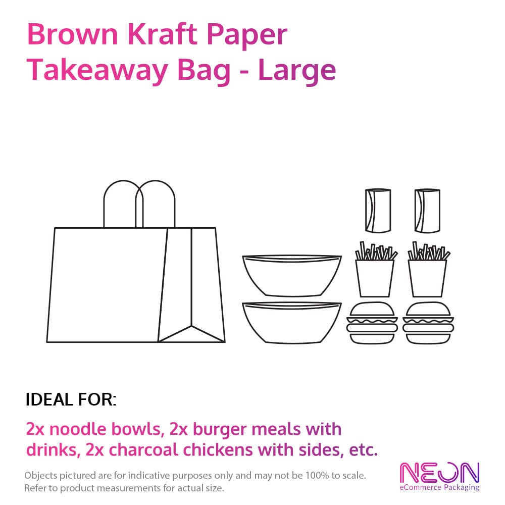 Brown Kraft Paper Takeaway Bag - Large with ideal items to put inside