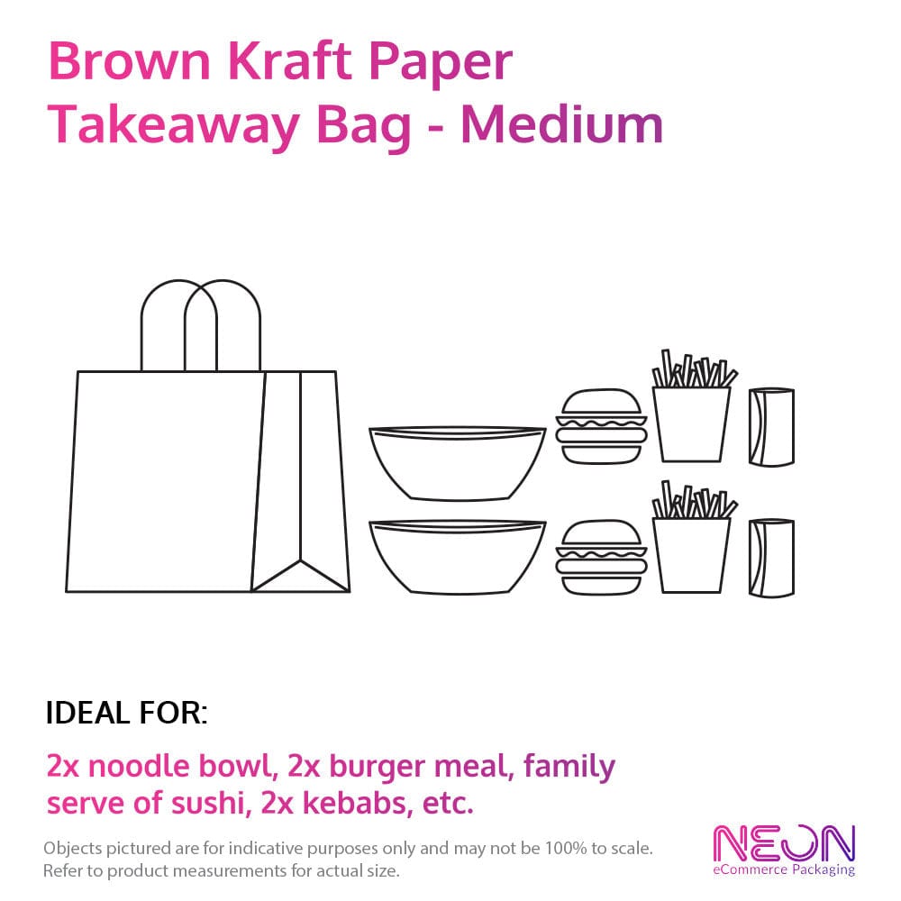 Brown Kraft Paper Takeaway Bag - Medium with ideal items to put inside
