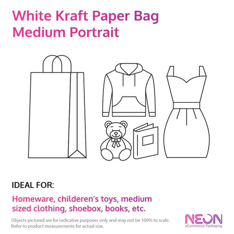 White Kraft Paper Bag - Medium Portrait size comparison