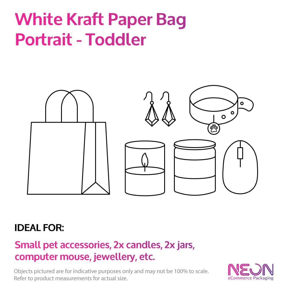 White Kraft Paper Bag - toddler with sample items you can put inside