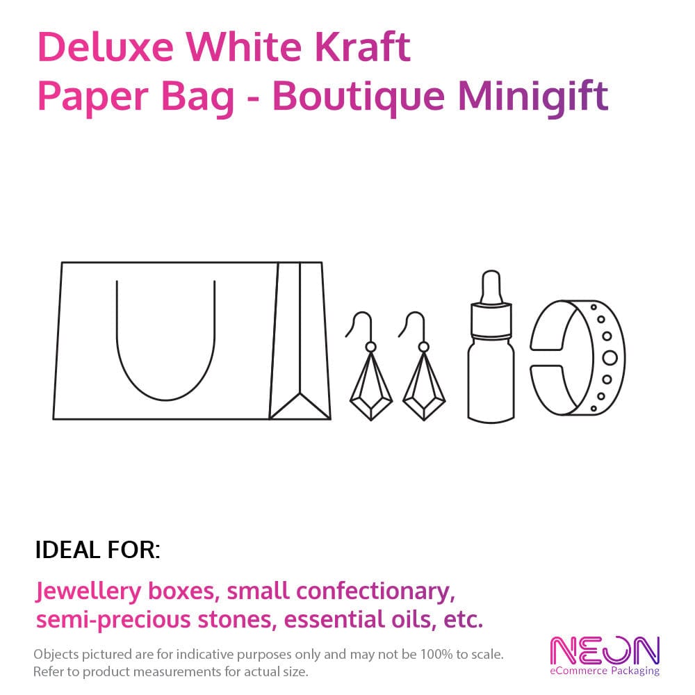 Deluxe White Kraft Paper Bag - Minigift Boutique with ideal items to put inside