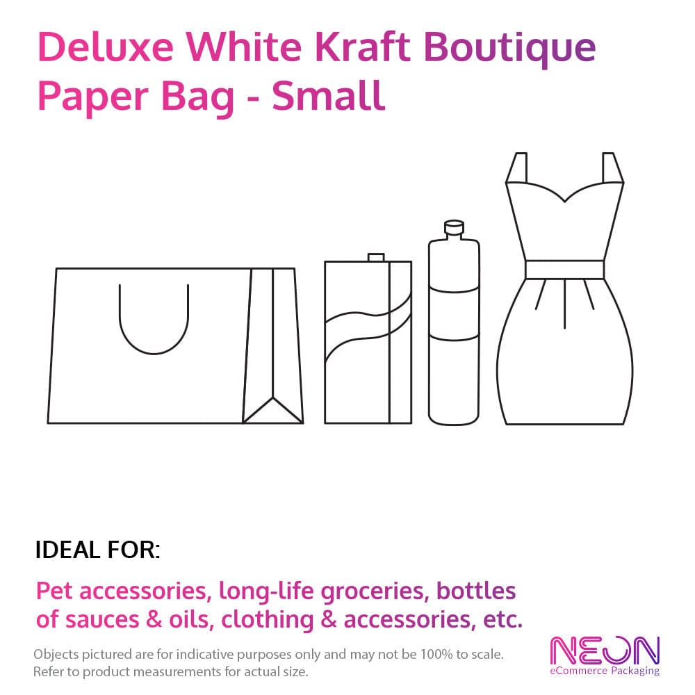Deluxe White Kraft Paper Bag - Small Boutique with ideal items to put inside