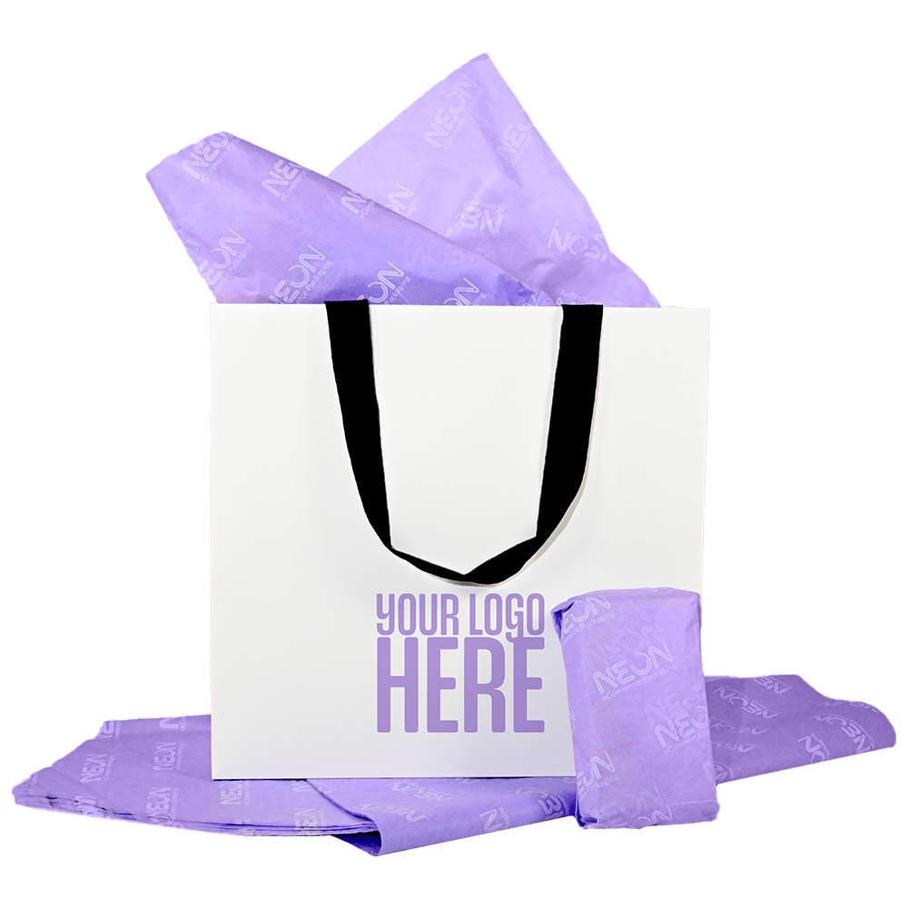 Premium White Custom Paper Bags - Large - NEON eCommerce Packaging